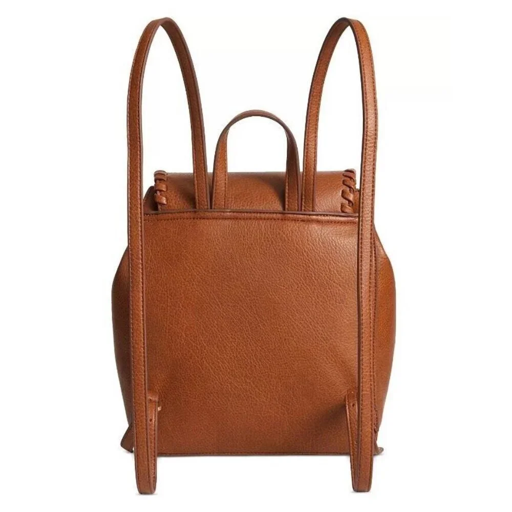 STYLE & CO Whip-Stitch faux-leather soft medium women's backpack - Tortoise/Tan